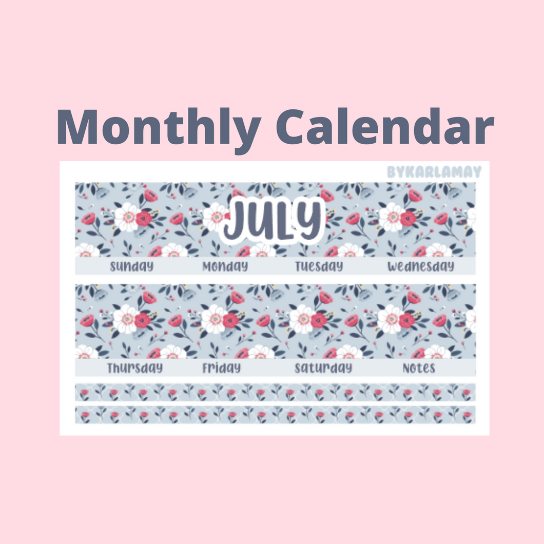 2023 July Monthly Calendar | Add on | Bill Due (7x9)
